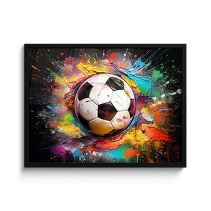 MuchoWow ZARÁMOVANÝ PLAGÁT Futbal - Farba - Farby - Čierna - Biela 80x60 cm vyobraziť