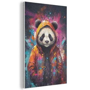 MuchoWow AKUSTICKÝ OBRAZ Panda - Bunda - Graffiti - oranžová 60x90 cm vyobraziť