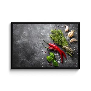 MuchoWow ZARÁMOVANÝ PLAGÁT Korenie - bylinky - korenie - betón 90x60 cm vyobraziť