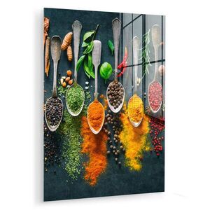 MuchoWow OBRAZ NA AKRYLOVOM SKLE Bylinky - korenie - lyžičky 60x80 cm vyobraziť