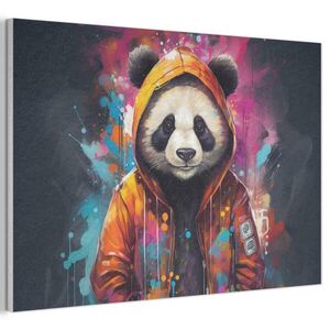 MuchoWow AKUSTICKÝ OBRAZ Panda - Bunda - Graffiti - oranžová 90x60 cm vyobraziť