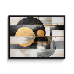 MuchoWow ZARÁMOVANÝ PLAGÁT Abstraktné - Zlato - Striebro - Tvary - Estetické - Moderné 80x60 cm vyobraziť