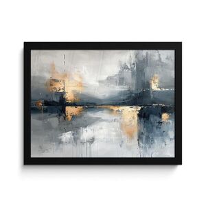MuchoWow ZARÁMOVANÝ PLAGÁT Umenie - sivé - zlaté - abstraktné 40x30 cm vyobraziť