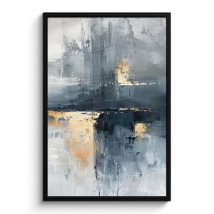 MuchoWow ZARÁMOVANÝ PLAGÁT Umenie - sivé - zlaté - abstraktné 60x90 cm vyobraziť