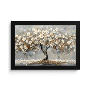MuchoWow ZARÁMOVANÝ PLAGÁT Strom - Kvety - Biela - Príroda - Umenie 30x20 cm vyobraziť