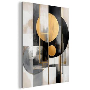 MuchoWow KOVOVÝ OBRAZ Abstraktné - Zlato - Striebro - Tvary - Estetické - Moderné 60x80 cm vyobraziť
