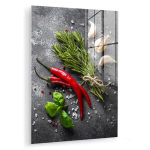 MuchoWow OBRAZ NA AKRYLOVOM SKLE Korenie - bylinky - korenie - betón 60x80 cm vyobraziť