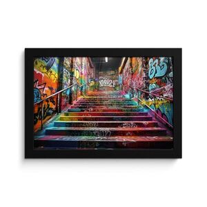 MuchoWow ZARÁMOVANÝ PLAGÁT Schody - Graffiti - Farby - Umenie 30x20 cm vyobraziť