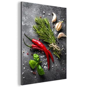 MuchoWow KOVOVÝ OBRAZ Korenie - bylinky - korenie - betón 30x40 cm vyobraziť