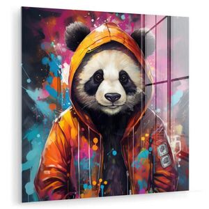 MuchoWow OBRAZ NA AKRYLOVOM SKLE Panda - Bunda - Graffiti - oranžová 50x50 cm vyobraziť