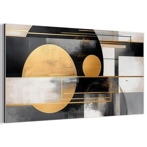 MuchoWow KOVOVÝ OBRAZ Abstraktné - Zlato - Striebro - Tvary - Estetické - Moderné 80x40 cm vyobraziť