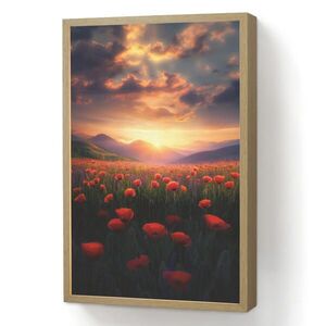 OnlyWow NÁSTENNÉ SVIETIDLO Krajina - Západ slnka - Pole kvetov 40x60 cm vyobraziť