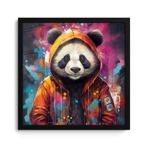 MuchoWow ZARÁMOVANÝ PLAGÁT Panda - Bunda - Graffiti - oranžová 40x40 cm vyobraziť