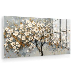 MuchoWow OBRAZ NA AKRYLOVOM SKLE Strom - Kvety - Biela - Príroda - Umenie 120x60 cm vyobraziť