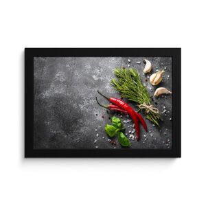 MuchoWow ZARÁMOVANÝ PLAGÁT Korenie - bylinky - korenie - betón 30x20 cm vyobraziť
