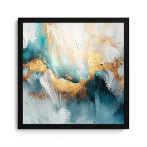 MuchoWow ZARÁMOVANÝ PLAGÁT Abstraktné - umenie - zlaté - modré 40x40 cm vyobraziť