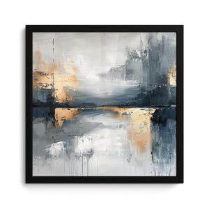 MuchoWow ZARÁMOVANÝ PLAGÁT Umenie - sivé - zlaté - abstraktné 40x40 cm vyobraziť