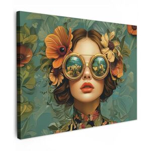 MuchoWow OBRAZ NA PLÁTNE Žena - Kvety - Motýle - Príroda - Vintage 80x60 cm vyobraziť