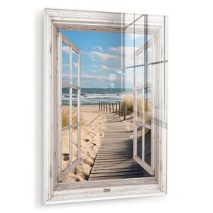 MuchoWow OBRAZ NA AKRYLOVOM SKLE Okno - more - pobrežie - príroda - výhľad - pláž - Waddenské more 60x80 cm vyobraziť