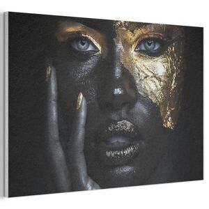 MuchoWow AKUSTICKÝ OBRAZ Žena - Zlato - Portrét - Čiernobiely - Luxusný 90x60 cm vyobraziť