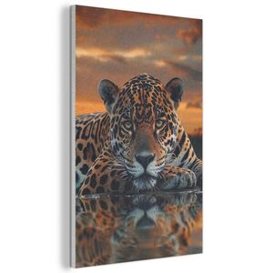 MuchoWow AKUSTICKÝ OBRAZ Príroda - Leopard - Zviera - Západ slnka - Moderné 60x90 cm vyobraziť