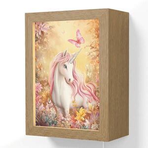OnlyWow NÁSTENNÉ SVIETIDLO Jednorožec - Kvety - Motýľ - Ružová 15x20 cm vyobraziť