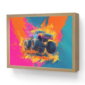OnlyWow NÁSTENNÉ SVIETIDLO Monster truck - Abstraktné - Striekajúca farba - Farebné 40x30 cm vyobraziť