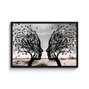 MuchoWow ZARÁMOVANÝ PLAGÁT Pláž - more - ľudia - strom - moderné umenie 90x60 cm vyobraziť