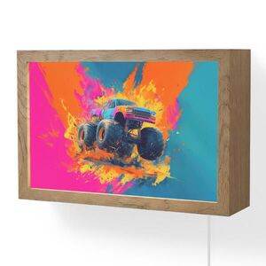 OnlyWow NÁSTENNÉ SVIETIDLO Monster truck - Abstraktné - Striekajúca farba - Farebné 30x20 cm vyobraziť