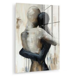 MuchoWow OBRAZ NA AKRYLOVOM SKLE Abstraktné - Láska - Čiernobiele - Moderné 60x80 cm vyobraziť