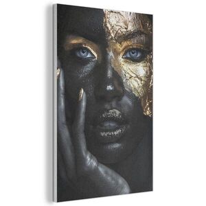 MuchoWow AKUSTICKÝ OBRAZ Žena - Zlato - Portrét - Čiernobiely - Luxusný 60x90 cm vyobraziť