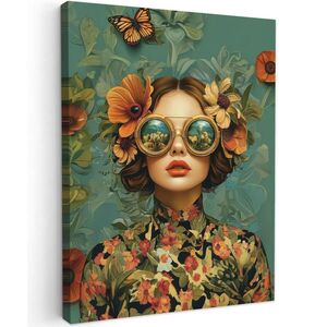 MuchoWow OBRAZ NA PLÁTNE Žena - Kvety - Motýle - Príroda - Vintage 60x80 cm vyobraziť