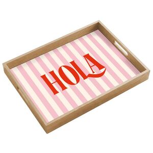 OnlyWow PODNOS Hola - Citát - Pruhy - Pastelová - Ružová - Červená - Biela 50x35 cm vyobraziť