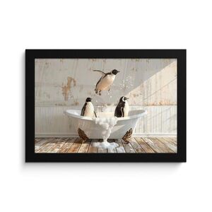 MuchoWow ZARÁMOVANÝ PLAGÁT Vintage - Tučniak - Vaňa - Pena 30x20 cm vyobraziť