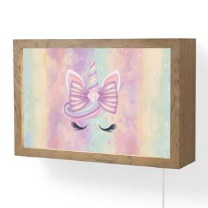OnlyWow NÁSTENNÉ SVIETIDLO Jednorožec - trblietky - dúha - pastelové farby 30x20 cm vyobraziť