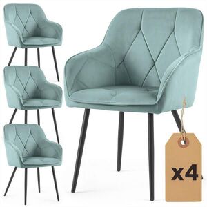 RAUMHIRSCH FURNITURE ČALÚNENÉ STOLIČKY 4-dielna sada, kovové nohy tyrkysová, čierna 54, 5/82, 5/58 vyobraziť