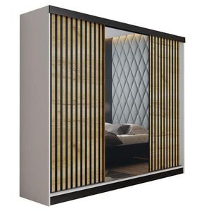 Kier Furniture SKRIŇA S POSUVNÝMI DVERAMI MALANI - Biela + Dub Craft Gold 200x205x59 cm vyobraziť