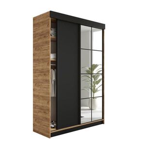 Kier Furniture SKRIŇA S POSUVNÝMI DVERAMI LAMARO - 138x205x59 cm - Dub Craft Gold + Čierna vyobraziť