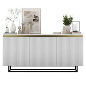 Meble Lindner KOMODA Selene 3D matná biela 167 cm s kovovým rámom vyobraziť
