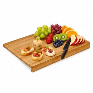 Relaxdays DOSKA Prírodná bambus s dorazom drážka na šťavu 45x35 cm vyobraziť