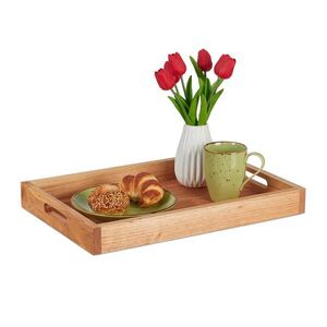 Relaxdays PODNOS Prírodná orechové drevo s úchytmi okraj 46x31 cm vyobraziť