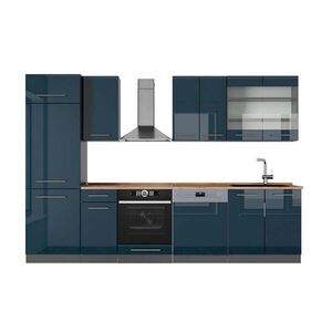 Vicco KUCHYNSKÝ KÚT Fame-Line Tmavomodrá vysoký lesk/antracit 300 cm , AP Oak vyobraziť