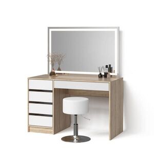 Livinity® TOALETNÝ STOLÍK Imola, biely/Sonoma, so zrkadlom LED a stoličkou vyobraziť