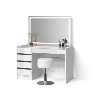 Livinity® TOALETNÝ STOLÍK Imola, biely, so zrkadlom LED a stoličkou vyobraziť
