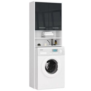 RAUMHIRSCH FURNITURE SKRÍŇ NA PRÁČKU s dvoma dverami, 64 × 30 × 190 cm Biela, Šedá vyobraziť