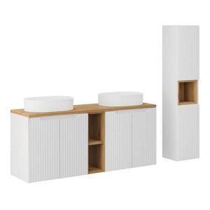 Petits-meubles KÚPEĽŇOVÝ NÁBYTOK 140.4cm Riva 2-dielna súprava Biela a drevo vyobraziť