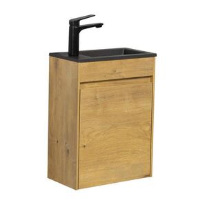 Badplaats SET UMÝVADLA S SKRINKOU Sinta 2 diely dub - čierne umývadlo - 40 x 22 x 54 cm vyobraziť