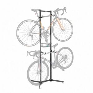 Relaxdays STOJAN Čierna Sivá na 2 bicykle s košíkom vyobraziť