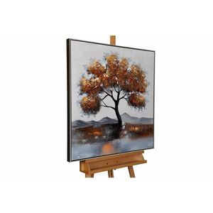 KUNSTLOFT RUČNE MAĽOVANÝ AKRYLOVÝ OBRAZ 80/80 cm, sivý, abstraktný geometrický motív vyobraziť