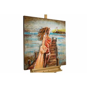 KUNSTLOFT KOVOVÝ OBRAZ 80/80 cm, figurálny a abstraktný motív, modrý vyobraziť